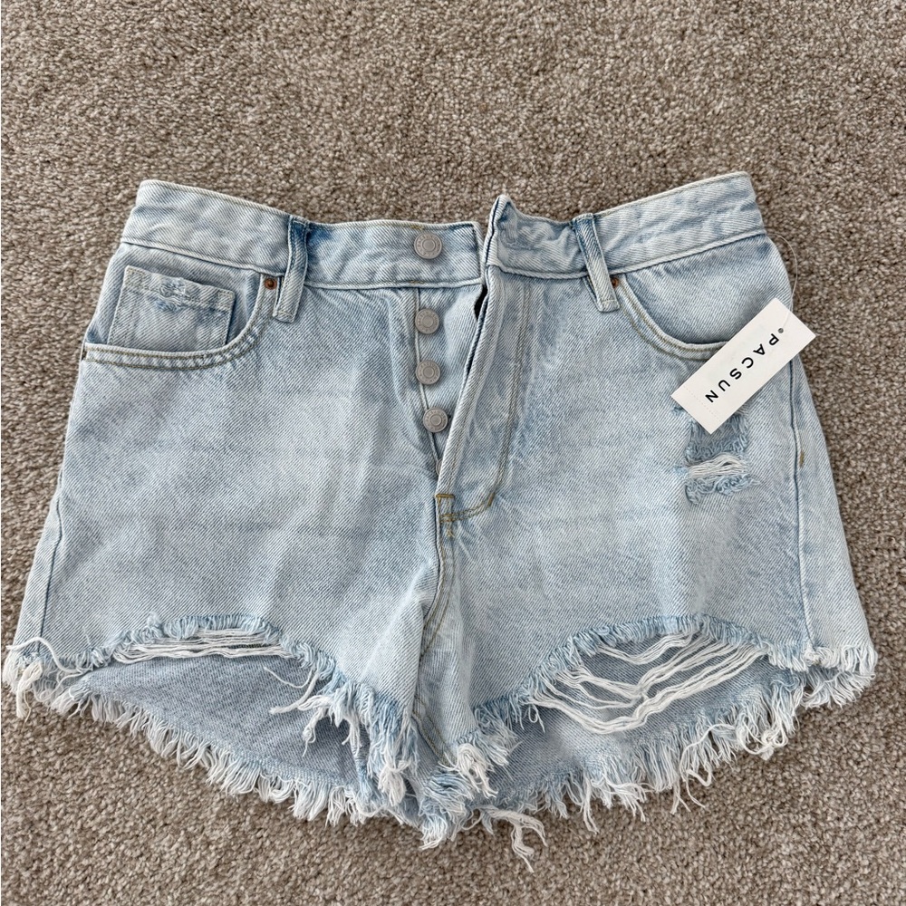 PacSun Light Wash Frayed Jean Shorts